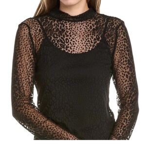Vince Camuto NWT Black sheer spotted blouse with black cami liner size XL